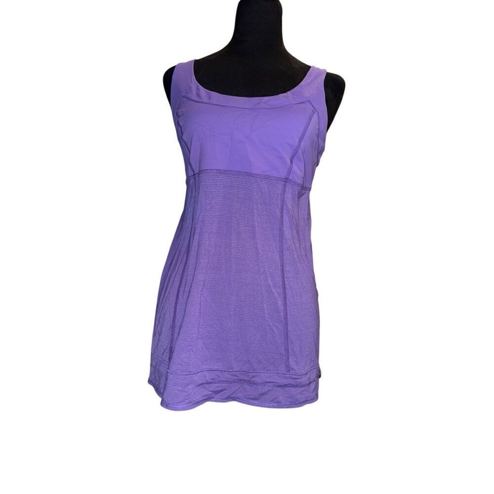 Lululemon Womens Run Tame Me Tank Top Sz 8 Concord Purple Drawstring Cinched Yog